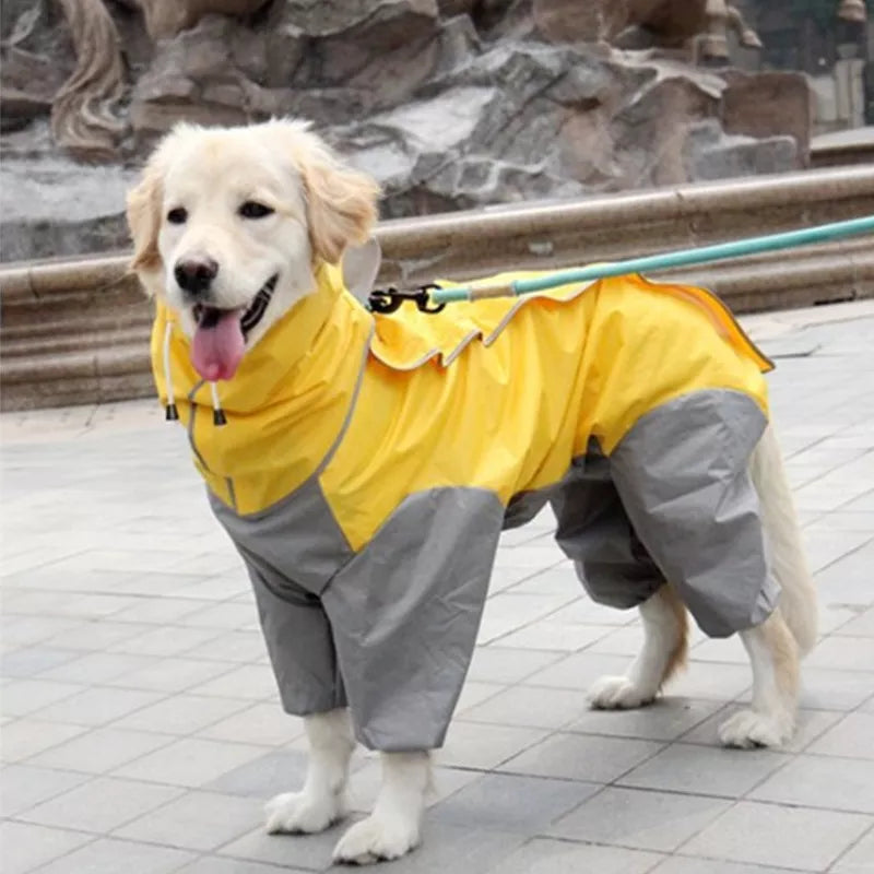 Dog Raincoat Waterproof Dog Suits Dot Rain Cape For Medium Big Dogs Hooded Jacket Poncho Pet Rain Coat Chubasquero Para Perrors