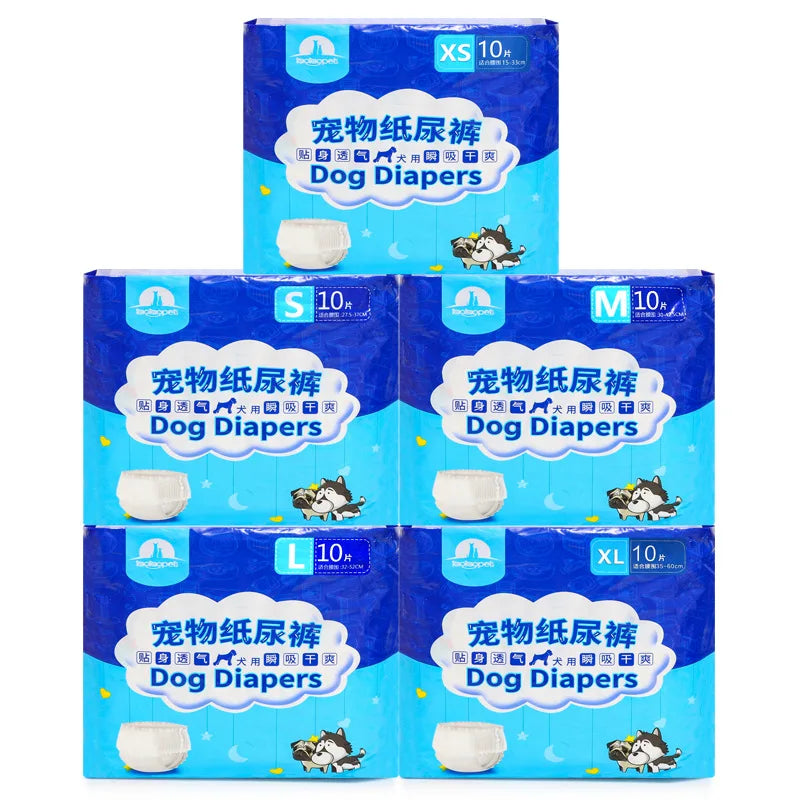 10PCS Disposable Dog Diapers Female Male Super Absorption Physiological Cat Pet Leakproof Nappies Pants Breathable Puppy Short