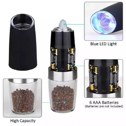 Electric Gravity Salt And Pepper Grinder Mill Set