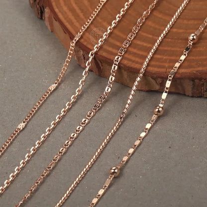 Elegant Thin Necklace For Women Girls 585 Rose Gold Color Herringbone Cuban Chain Fashion Party Gifts 2mm 3mm